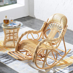 Nordic Style Wooden Ball Rocking Chair Lazy Casual Rocking Chair Leisure Chair Adult Snap Chair Lounge Chair Balcony Recliner Chair Living Room