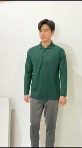 Kaos Kerah Panjang HIJAU ARMY - Kaos Kerah Hijau Army lengan panjang polos - Baju Kerah Hijau Army - Baju Polos Berkerah - Kaos Kerah Lengan Panjang