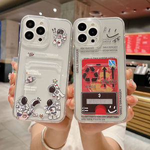 เคส OPPO Reno12 F 5G น่ารักการ์ตูนนักบินอวกาศลายพร้อมดีไซน์กระเป๋าใส่บัตรโปร่งใสกันกระแทกยางนิ่มเคสโทรศัพท์ OPPO Reno12f 5G เคสโทรศัพท์