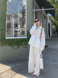 Quần Ống Rộng Màu Trắng Cho Nữ Mùa Hè Mỏng Quần Dài Bằng Lụa Băng Quần Dài Thoải Mái Lưng Cao Dáng Rộng Quần Dài Thường Ngày