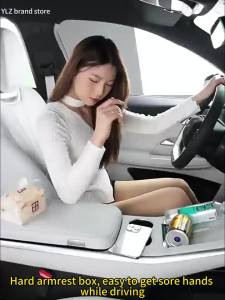 Car Armrest Extender with Storage Car Armrest Box Organizer Leather Tissue Box Holder Storage Tray Height Adjuster for Center
