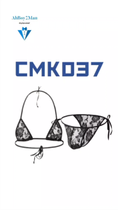 Mens Brief: Floral Lace Bikini Top and Bottom Brief Set (CMK037)