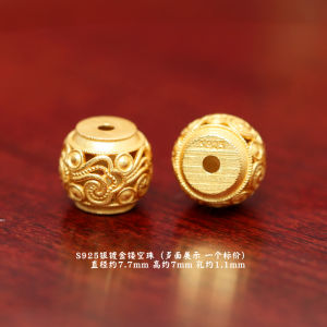 925 Silver Blue Burnt Dragonfly Eye Hollow Lucky Bead Wealth Character Bauble Rotatable Handmade Beaded Bracelet Accessory