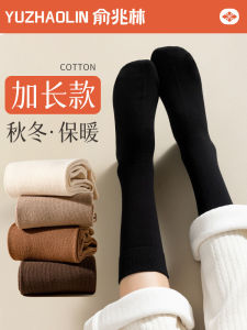Socks for Women Spring Autumn and Winter Mid-Calf Length Socks Purified Cotton Stockings Black Boneless Heattech Winter Confinement Knee High Thick Stockings