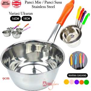 (BISA COD) PROMO Panci Mie Gagang Warna Warni / Panci Susu Milk Pot / Panci Mie Stainless Steel / Panci Masak Air / Panci Saus