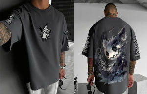 Bandai | Pokémon Game Mimikyu Anime T-shirt 2025 Summer New Mens and Womens Street Loose Casual Childrens Parent-child Clothing Top