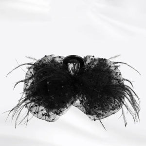 Elegant Korean Style Bubble Feather Hair Claw Womens Updo Shark Clip Headwear Fashionable Original Design Fresh Outfit