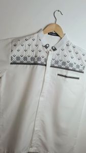 S&D Project Baju Koko Polikatun Bordir Lengan Pendek Ukuran S M L XL XXL 3XL 4XL - Putih Tulang