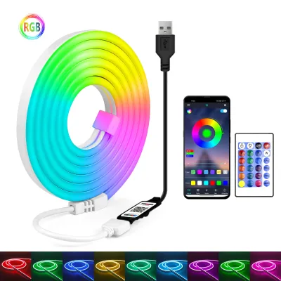 Dải Đèn LED RGB Dẻo Đèn Dây Neon USB Đồng Bộ Nhạc Đổi Màu Điều Khiển Bằng Ứng Dụng Từ Xa Trang Trí Phòng Game Tiệc Tùng Thiết Kế Tự Làm