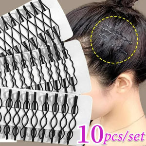 10Pcs Bobby Pins Wavy Hairpins Black Hair Clips Metal Barrettes Invisible Wave Hairgrips Fashion Hair Clips for Women Girls