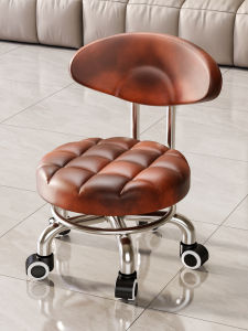 Italian Universal Wheel Small Stool with Backrest Moving Stool Home Use Low Stool with Kids Living Room Wheelchair Chair