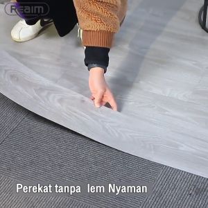 REAIM Parket Stiker Lantai Vinyl Stiker Lantai Kayu 91.4X15.2mm Tebal 2mm Stiker Lantai