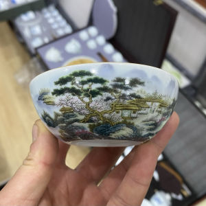 Jingdezhen Ceramic Pink-Blue Puer Tea Cup Single Cup for Drinking Tea Gongfu Personal Specialty Handmade Chinese Style