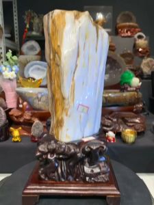 fossil jade tree #树化玉 玉化白润带黄💯天然树化玉 6kg  白黄搭非常出色 🆓附送特制雕刻实木底座  树化玉有着固守财库的作用、去晦气、延年益寿  整体高Height: 40cm  底座宽Width: 20cm x 16cm  总重Weight: 6kg  📍Johor Bahru 区可自行取货或邮寄服务