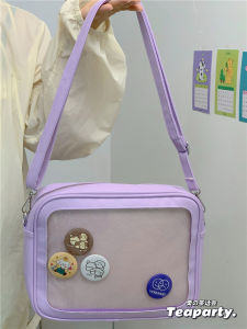Japanese Style Transparent Badge Pain Bag Uniform School Bag Womens Anime Convention Crossbody Bag Single Shoulder Bag Commuter Bag