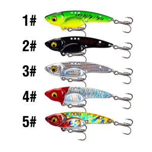 AKAKUMA | 5Pcs Colorful VIB Lure Metal Jig Sinking Bait 3.5g/5g/7g/10g/14g/17g Spinner Spoon Swimbait Saltwater with 3D Eyes Treble Hook
