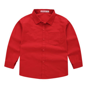 Childrens shirt in the spring and autumn new boys and girls suit collar shirt Childrens pure color long sleeve shirt