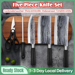 5pcs Combination Kitchen Knife Kitchen Knife Set Combination Set of 5 Universal Kitchen Tool Ergonomic Handle Cutting Slicing5件套装组合菜刀Set 5-potongan pisau dapur kombinasi
