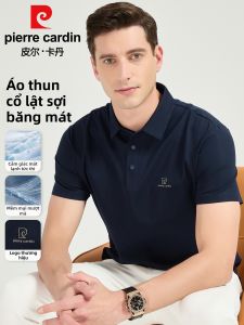 Pierre Cardin | Áo Polo Kẻ Buôn Dệt Silk Mát Mẻ Tay Ngắn Mỏng