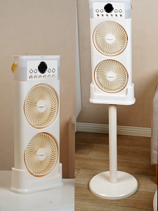2 in 1 Desktop Spray Cooling Fan Stand Fan Office Dormitory Multi-functional Small Fan Humidification Air Conditioning Fan With Remote Control 360° Rotate Double Head Fan