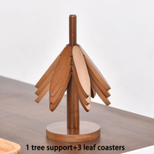 Bamboo Trivet Set And Coasters Heat Resistant Natural Wood Grain Desktop Decoration Pot Holder for Hot Pots Tea Pots.