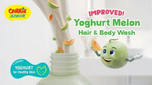 CARRIE JUNIOR Hair & Body Wash Pouch - Melon Yoghurt (475g) Nourishing & 2X More moisturising | Kids Shower