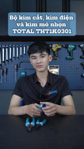 Bộ 3 kìm đa năng TOTAL THT1K0301 Kềm cắt kềm răng điện kềm mũi nhọn thép CrV siêu cứng bền cắt kẹp tuốt dây điện cáp kẽm