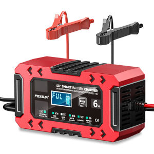 FOXSUR Full Automatic Car Battery Charger 12V 6A Digital Display 10-Stage Battery Charger Power Puls Repair Motorcycle Chargers