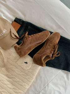 Fashionable Retro Red Color Block round Square Head Casual Style Womens Shoes Real Sheep Leather Deoxynucleotide Board Shoes