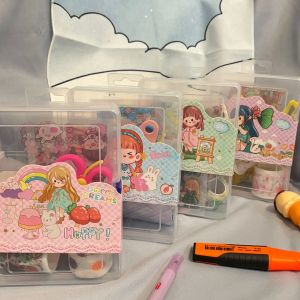 Paket Sticker Solatip Isi Gunting Penjepit Finger Protector Gantungan + FREE BOX - MOTIF CUTE GIRL ZKP-US170 RANDOM - washi tape cute girl kado unik bungkus gambar hadiah sovenir alat tulis kerja sekolah kantor lucu