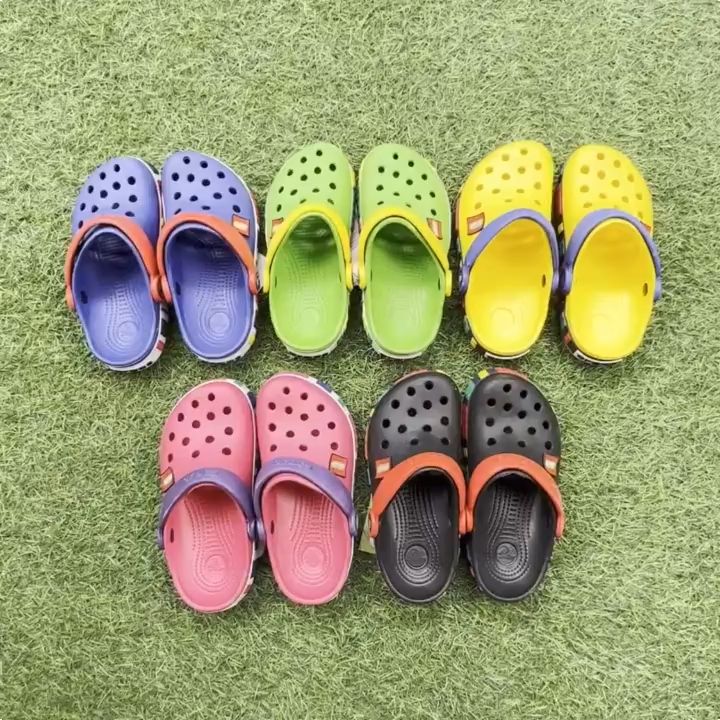 Crocs Clogs Sandals for Kids Boys Crocs Lego Children Baby Girl Cool Slippers Kid's Summer Shoes