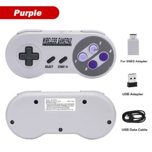 2 Reciever Game Controller Wireless Colorful Button 2.4G Gamepad Joypad Joystick Compatible for SNES Mini PC For Switch