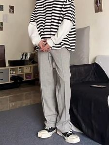 สายรัดชายแฟชั่นสบายๆ กว้างขากางเกงชาย Streetwear หลวมกางเกงขาทรงกระบอก คู่เหรียญ S-6XL