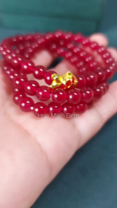 Vòng tay đá Mã Não đỏ size hạt 6.5 li kiểu quấn 3 vòng phối charm cá chép xỏ ngang xinh xắn thời trang | Hoa Minh Gem