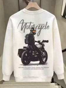 Áo Thu Đông Áo Trùm Đầu Nam Thời Trang Mới In Hình Xe Máy Dài Tay Ôm Body Chui Đầu Dành Cho Thanh Niên Giải Trí