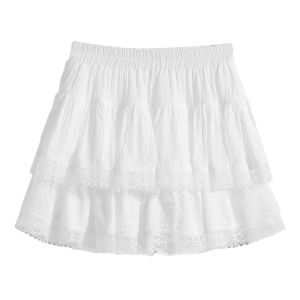 Váy Ngắn Chữ a Xếp Ly Màu Trắng Cạp Cao Cho Nữ Mùa Hè Váy Ngắn Xếp Ly Ren Váy Ngắn Dáng Rộng Váy Ngắn Chữ a