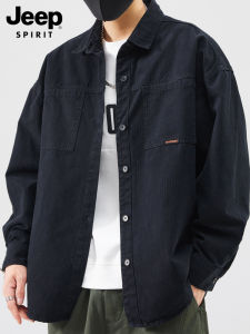 Jeep Spirit Mens Casual Cotton Work Shirt Jacket Long Sleeve Spring Autumn Outerwear Fashion Urban Style Standard Fit