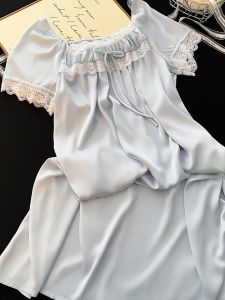 V.C.I | Square Collar Ice Silk Lace Summer Nightdress