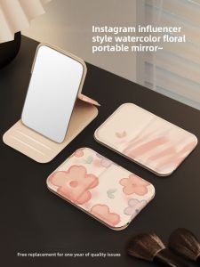 Portable Mini Folding Makeup Mirror Compact Handheld Womens Cosmetic Mirror Cute Pocket Size Travel Friendly Personal Care