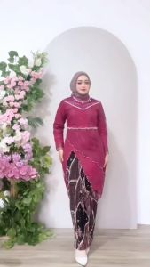 Kebaya Tunik Pesta Kondangan Wisuda Remaja Modern Terbaru Tile Bordir Mutiara Tunik Jumbo Sintia