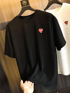 High-End Knitted Texture Short Sleeve T-Shirt for Men Loose Fit Summer Casual Wear Couples Pure Color Tees Youth Trend