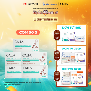 Combo 5 khăn khô Bông Bạch Tuyết làm sạch da Calla đa năng 80 miếng/hộp
