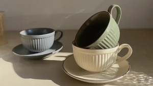 Bộ Tách Bằng Sứ Cao Cấp Chịu Nhiệt Tốt Chuyên Dùng Để Uống Trà Cafe Phong Cách Sang Chảnh 260ml