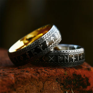 Fashion Vintage Nordic Viking Rune Rings for Men Women 316L Stainless Steel Simple Couple Amulet Ring Jewelry Gifts Dropshipping