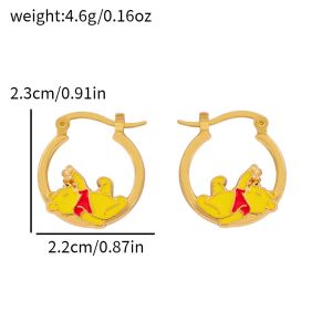 1pair Sweet Cute Disney Anime Pooh Bear Earrings Kawaii Y2k Winnie The Pooh Ear Studs for Girl Ear Drop Accessories Gifts