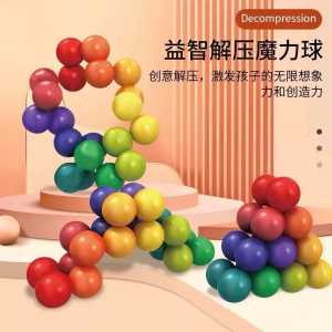Mainan Edukasi Anak Puzzle DIY Pereda Stres Bola Ajaib Intelijen Kubus Anak Kubus Magnetik / Mainan Puzzle Ball Magnetic Pereda Stres