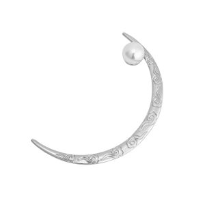 Silver String Half-Month Hairpin Niche Hairpin Pearl