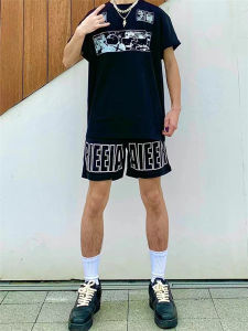 Rieeia Quick-Drying American Basketball Shorts Retro Summer Mens Sports Break Loose Fashion Brand below the Knee Breathable Four Points