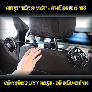 Quạt đôi cổ ngỗng gắn sau ghế cho ô tô Dual-Fan F310 mặt lạnh hàng chính hãng | 3 cấp độ gió xoay 360° sạc Type-C | #1 sản phẩm bán chạy VN Market