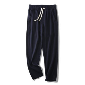 Quần Dài Nam Vải Lanh Mỏng Mùa Hè Quần Dài Ống Đứng Vải Lanh Nguyên Chất Quần Dài Thường Ngày Vải Cotton Pha Lanh